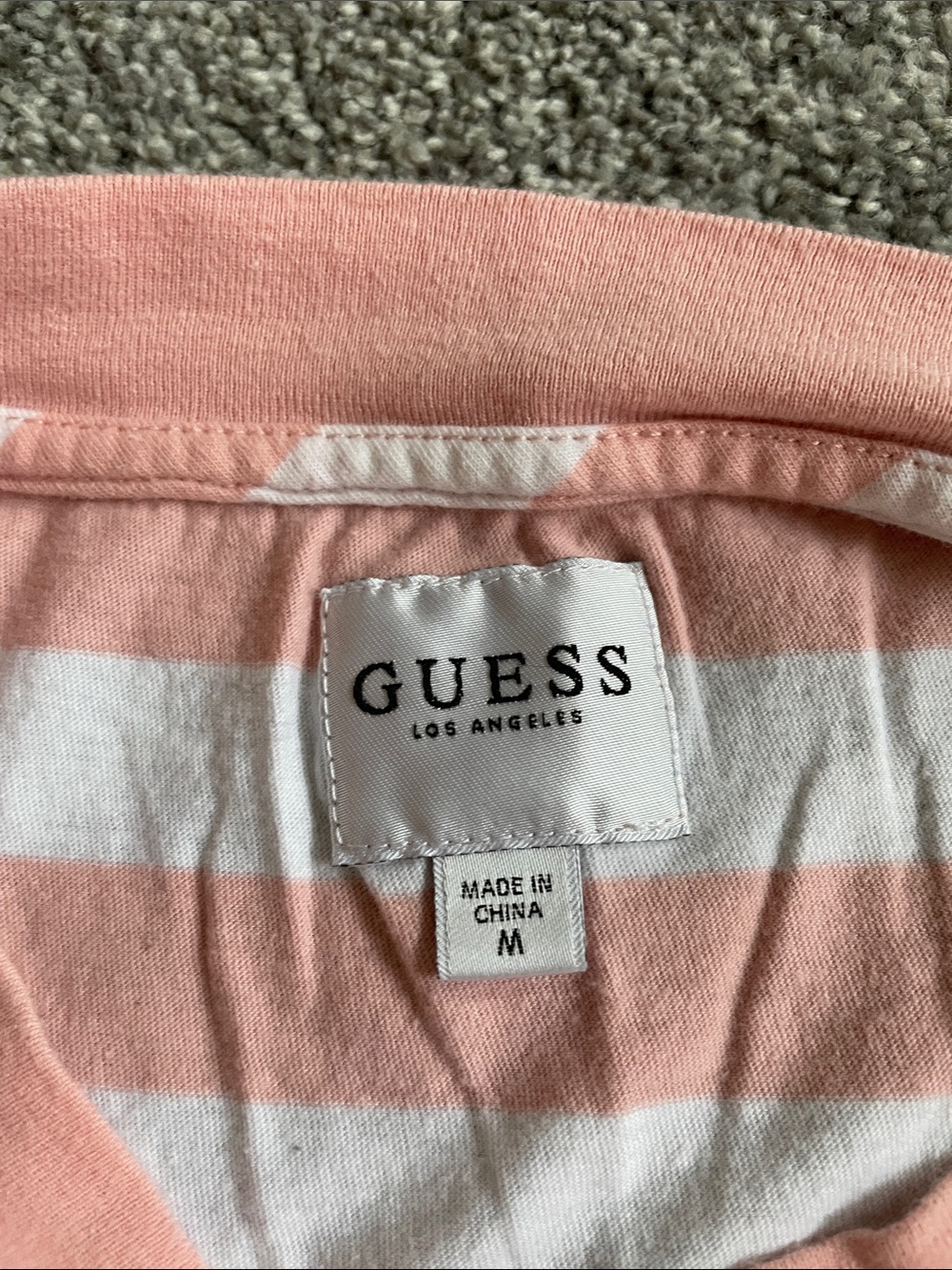 Guess Pink and White Striped Logo Tee - Picture 3 of 4